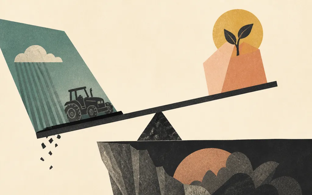 Editorial illustration for “AGCO rallied margins while revenue slid — the market sold the stock 7.4% anyway”