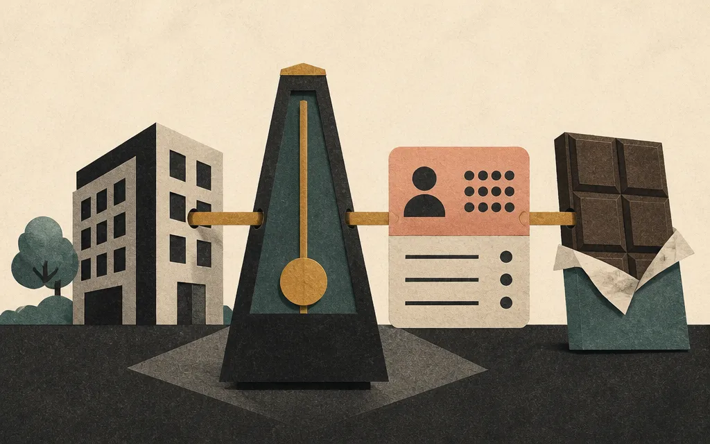 Editorial illustration for “A REIT, payroll software and chocolate are sharing a market rhythm”
