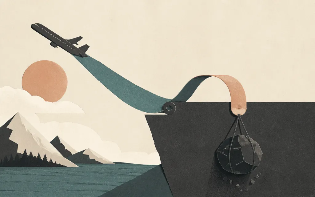 Editorial illustration for “Alaska Air grew sales 10%. Operating income went from $277M to a $168M loss.”