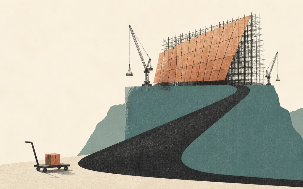 Editorial illustration for “AST SpaceMobile's revenue arrived. Its buildout still runs far ahead of sales”