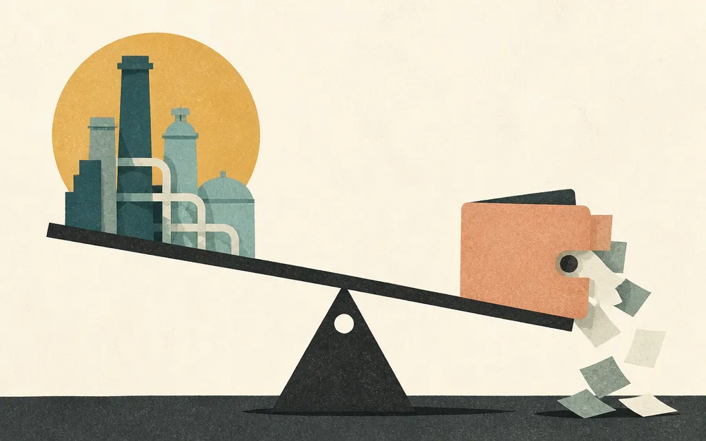 Editorial illustration for “Atmos Energy’s profit surged. Its cash balance went the other way.”