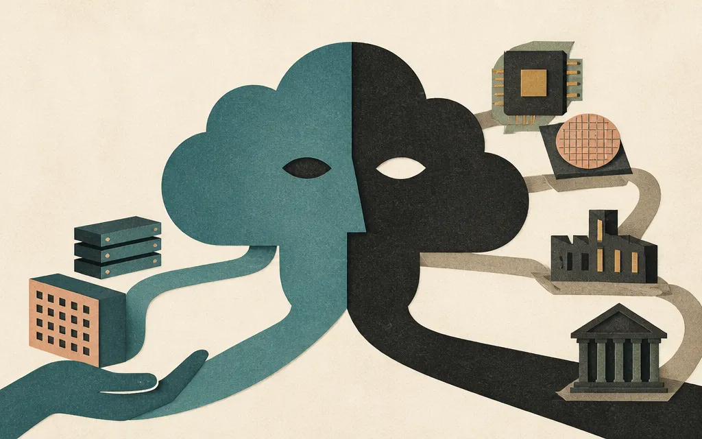 Editorial illustration for “CoreWeave’s Biggest Customer Is Also Its Cloud Competitor”