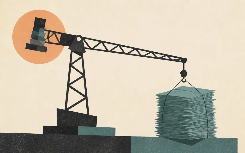 Editorial illustration for “Crane NXT grew sales 22%. Its receivables grew faster.”