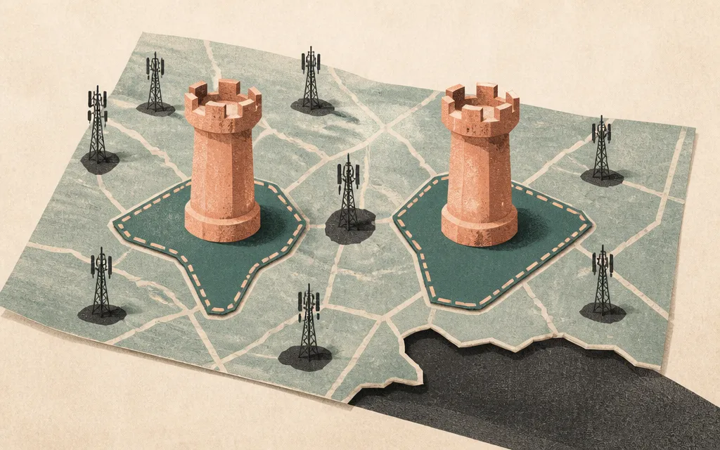 Editorial illustration for “Crown Castle’s customer map doubles as its landlord map”
