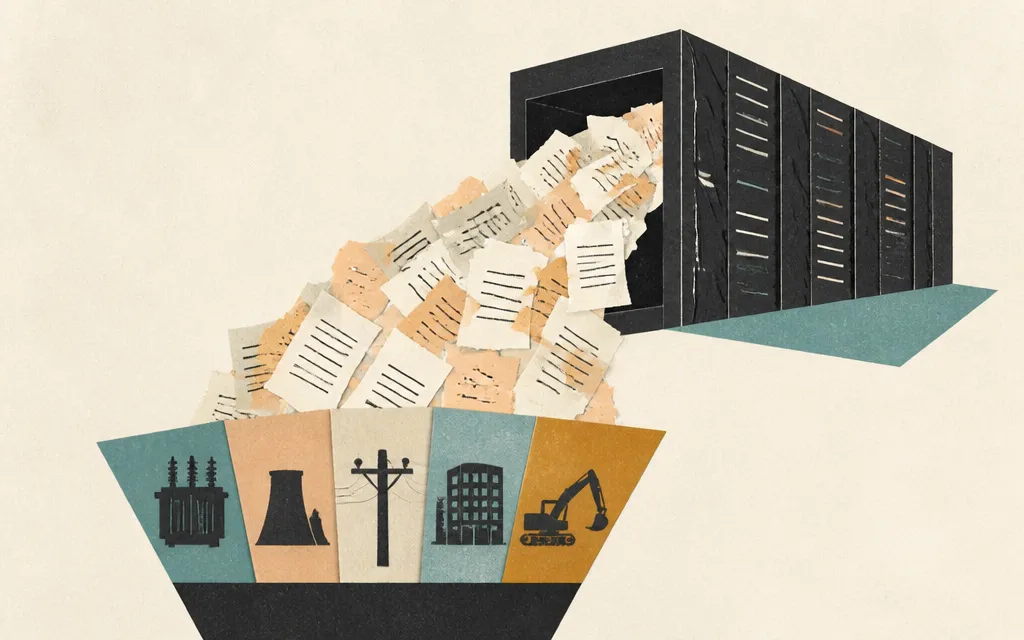 Editorial illustration for “Data-Center Demand Is Showing Up in More Earnings Filings”