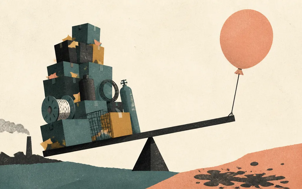 Editorial illustration for “ESAB grew sales 13%. Operating income fell 28%.”