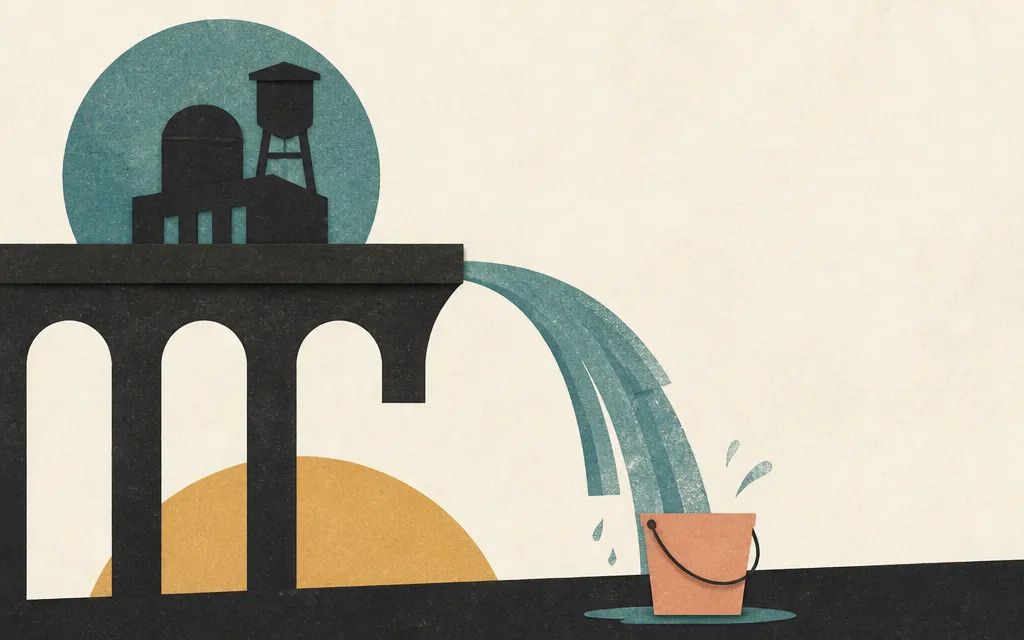 Editorial illustration for “Essential Utilities grew operating income. Cash fell 66%.”