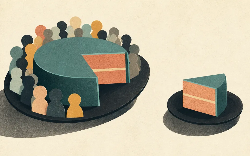 Editorial illustration for “First Financial made more money. Its per-share earnings went nowhere.”