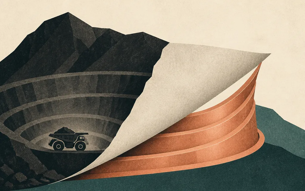 Editorial illustration for “Freeport’s copper ramp is shrinking the operating business before it lifts it”
