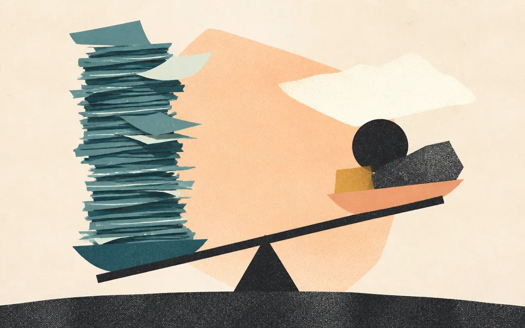 Editorial illustration for “Gallagher grew revenue 24%. Net income fell 12%.”