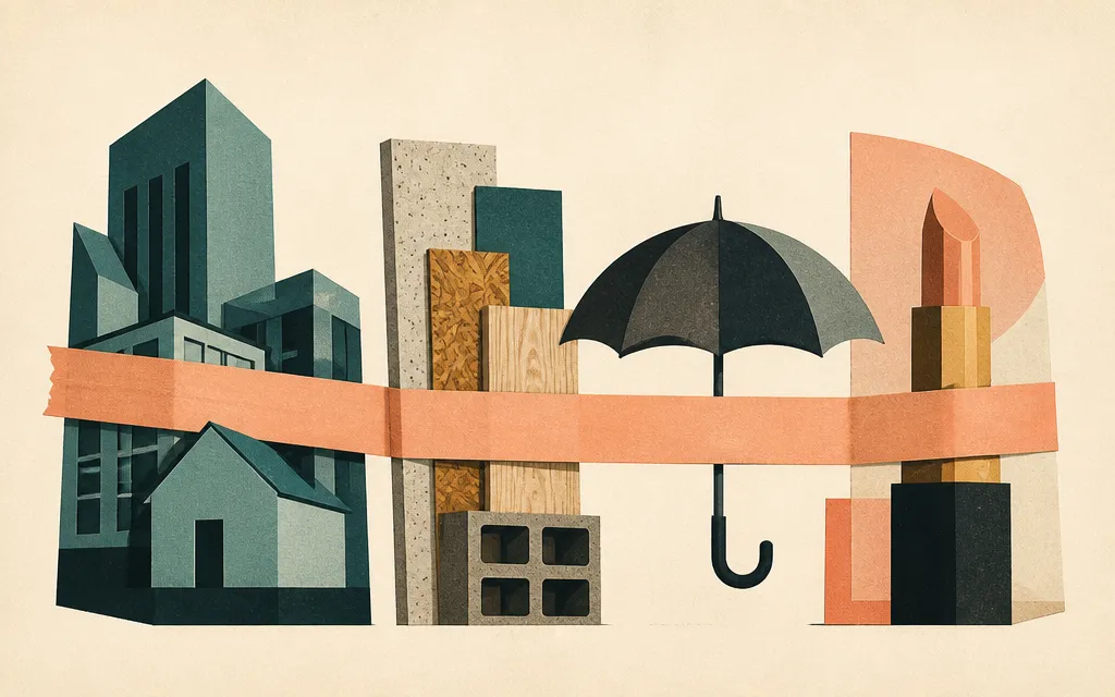 Editorial illustration for “Homebuilders, an insurer and Estée Lauder are sharing the tape”