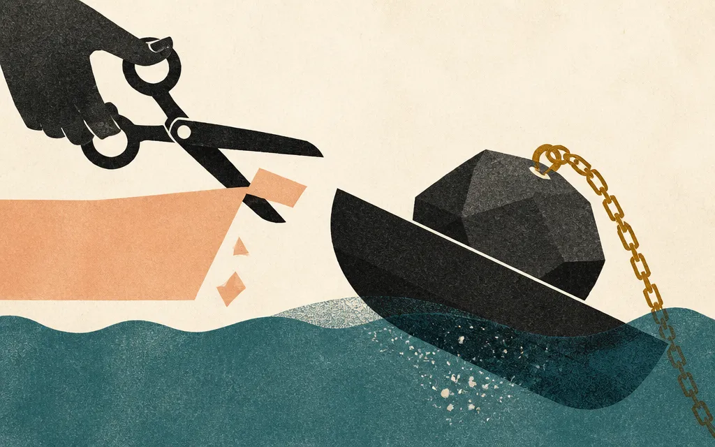 Editorial illustration for “Kyndryl cut low-margin work. Cash use and interest expense still went the wrong way”