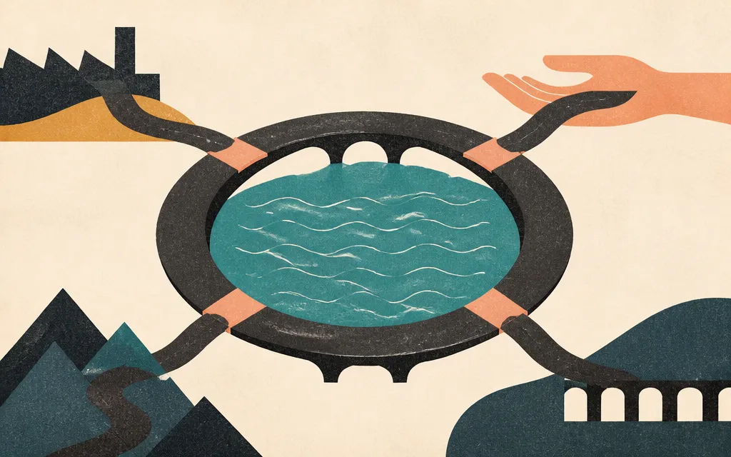 Editorial illustration for “LandBridge’s business map keeps circling back to WaterBridge”