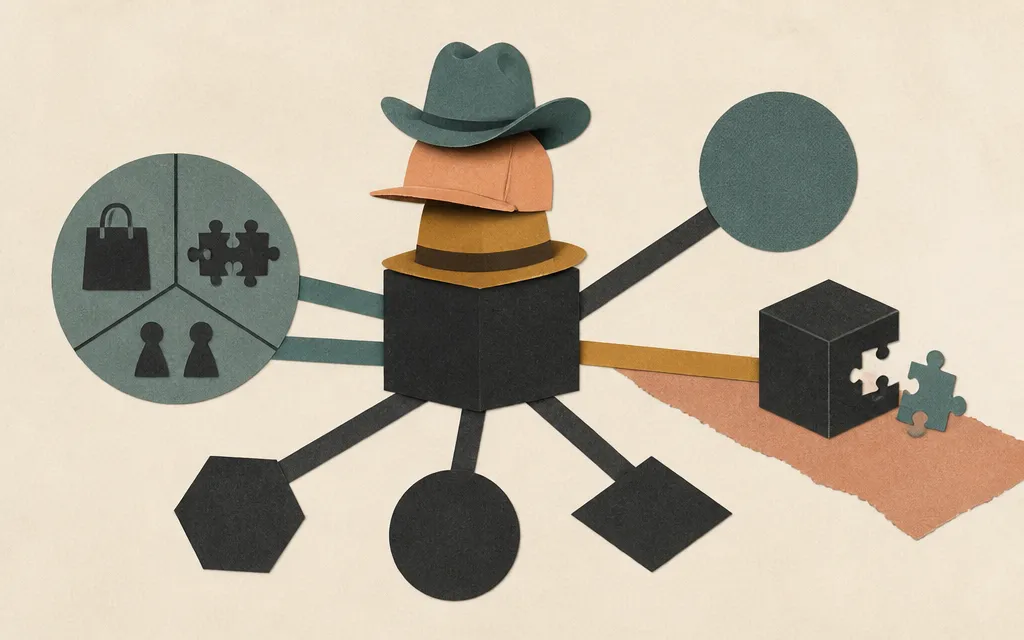 Editorial illustration for “Marvell’s Relationship Map Has One Company Wearing Three Hats”