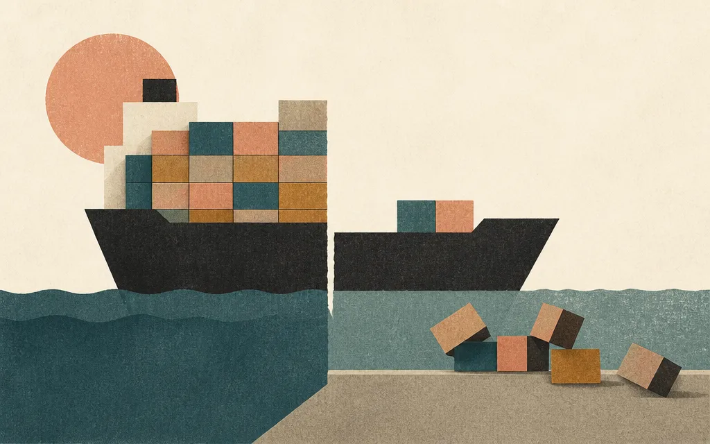 Editorial illustration for “Matson moved fewer boxes, and its operating margin fell by more than half”