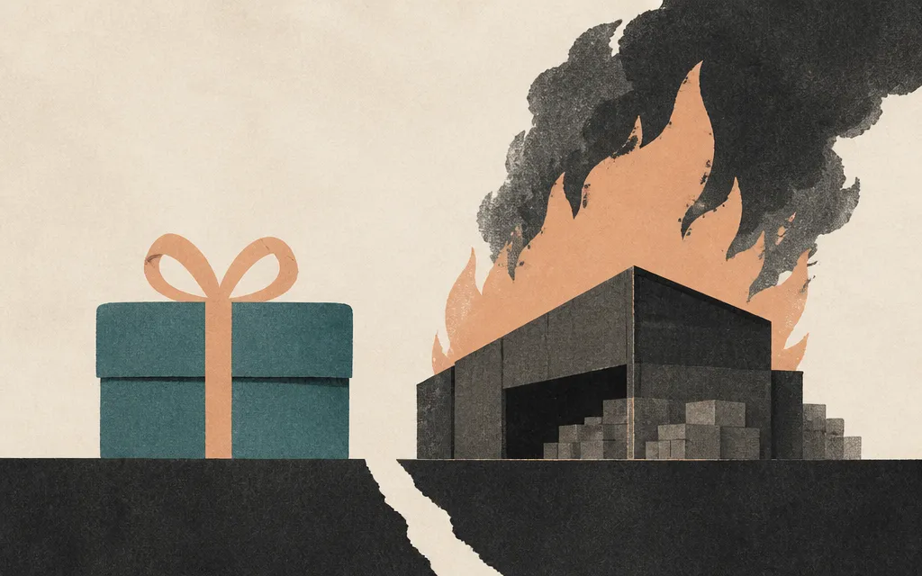 Editorial illustration for “Medline’s Tariff Refund Boost Met a $336 Million Fire Loss”