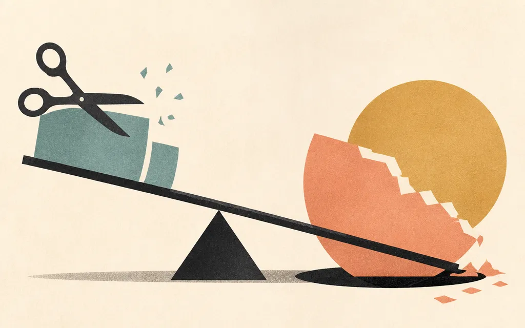 Editorial illustration for “OBDC cut its borrowing costs. Profit still fell by more than half”