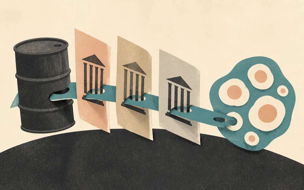 Editorial illustration for “Oil, Treasury ETFs and biotech are sharing a market rhythm”