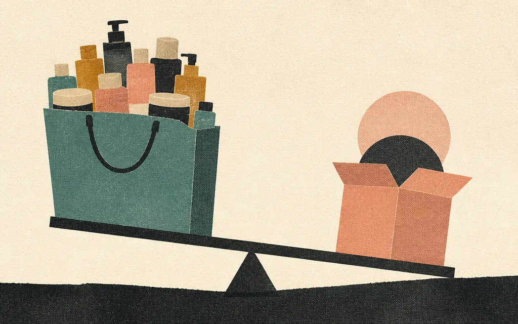 Editorial illustration for “Prestige grew sales 6.5%. Its gross profit still fell.”