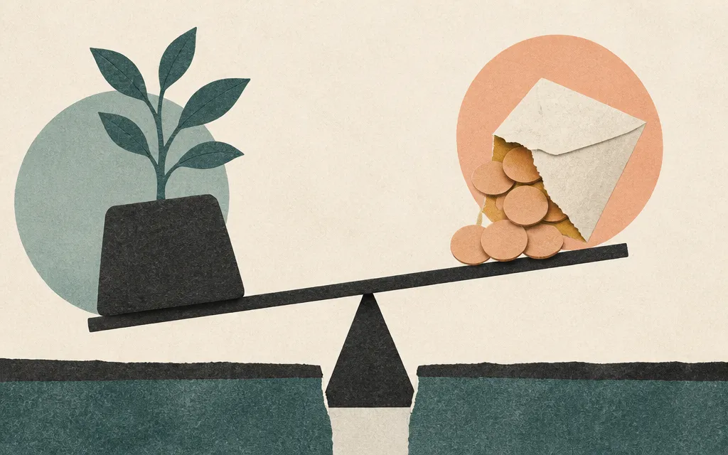 Editorial illustration for “Revvity grew sales 1.3% and cash flow 17%. Its operating margin still fell.”
