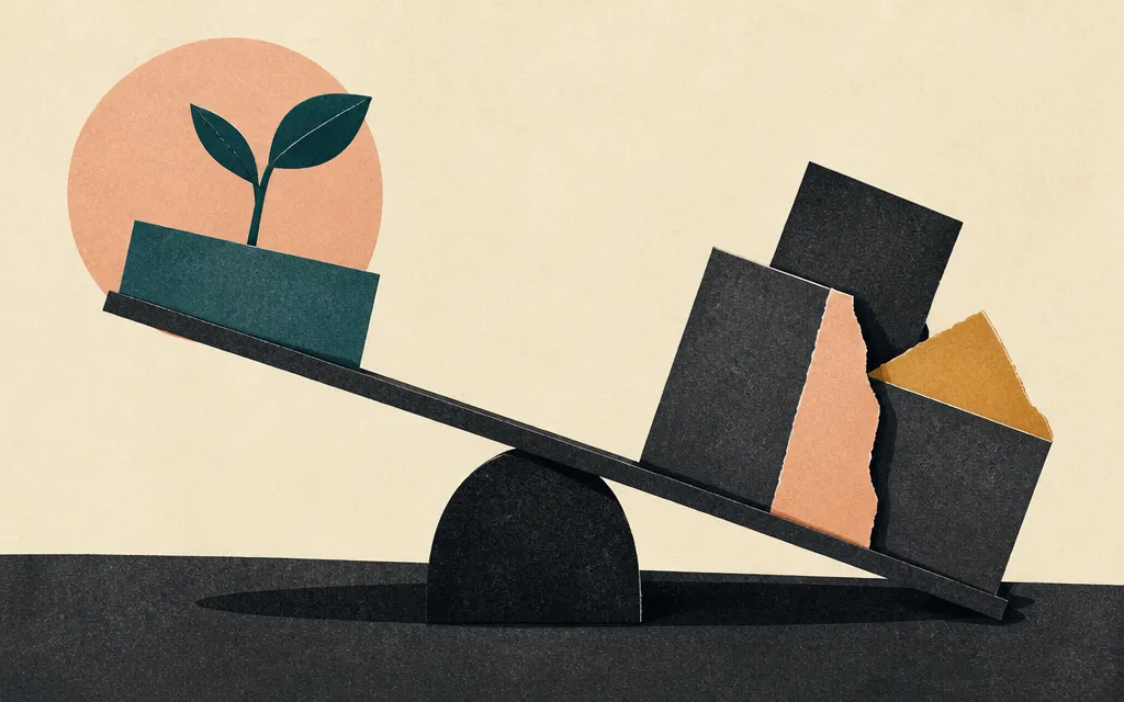 Editorial illustration for “Rithm's revenue grew 5%. Net income fell 82% after two acquisitions”