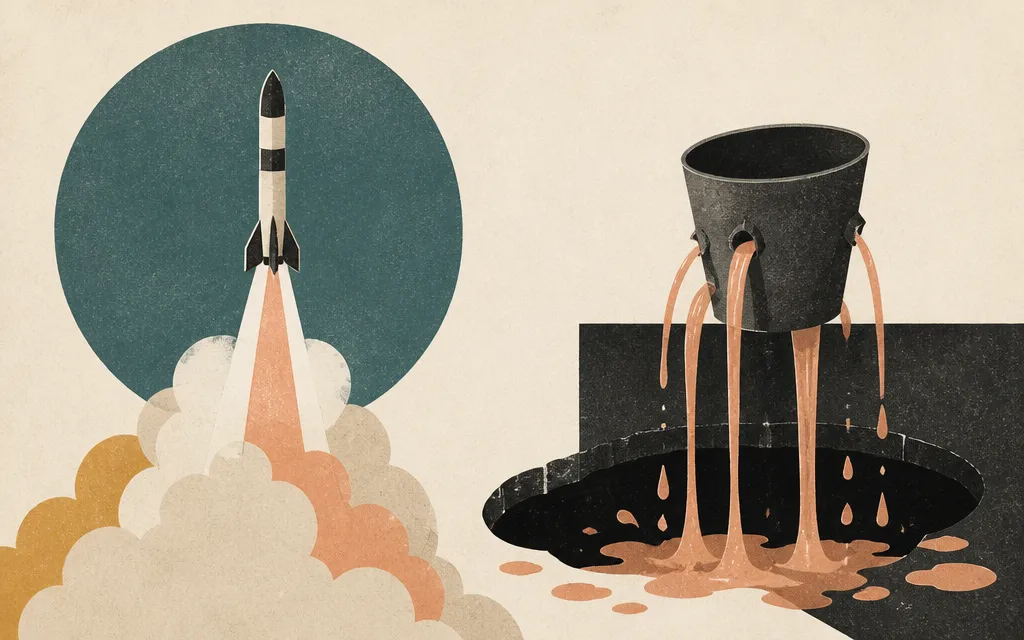 Editorial illustration for “Rocket Lab’s sales rose 62%, but operating cash burn got worse”