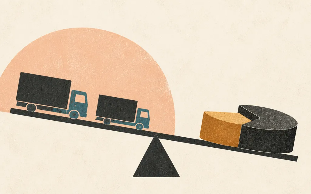 Editorial illustration for “Rush sold fewer trucks and kept a little more gross margin”