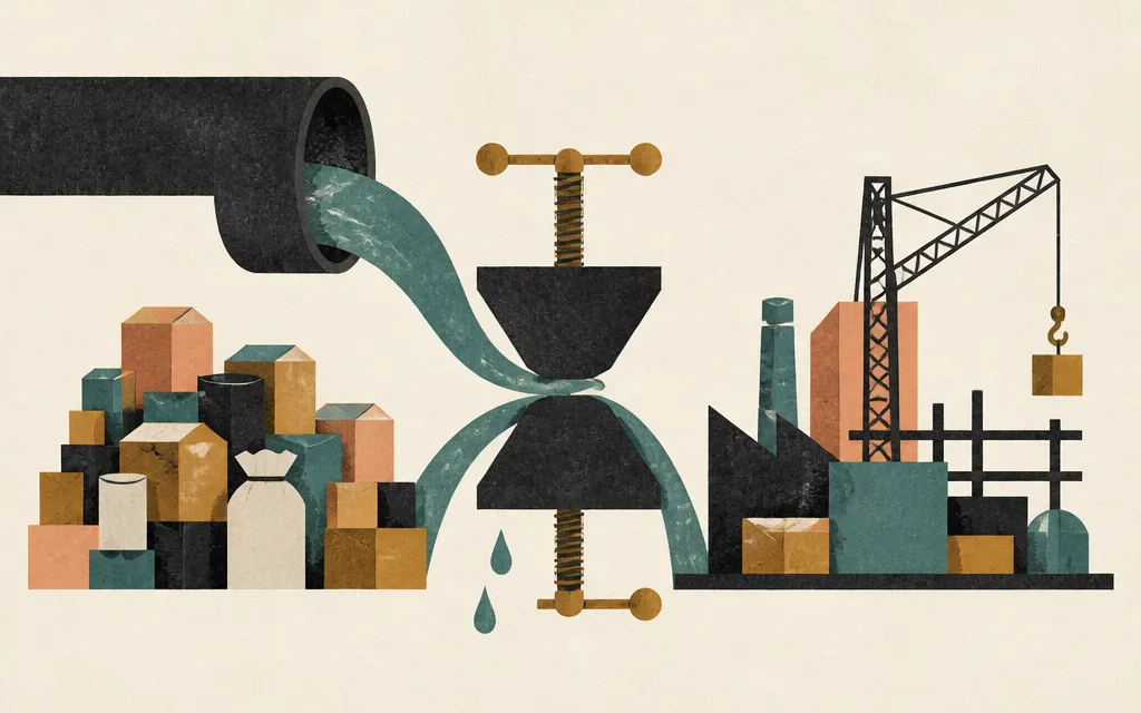 Editorial illustration for “Sensient's profit surged. Cash got squeezed by inventory and capital spending”