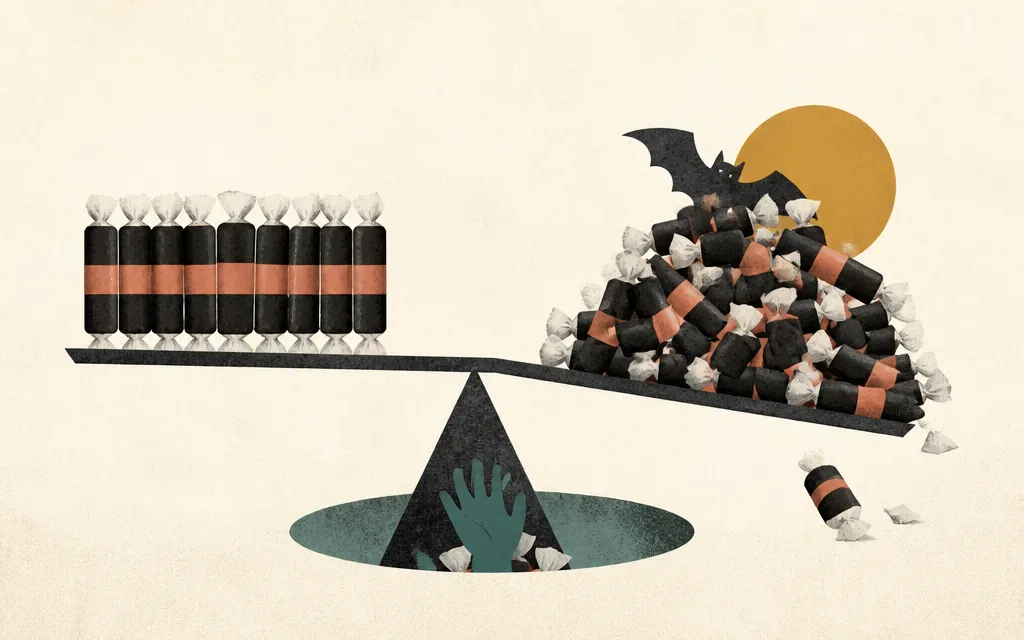 Editorial illustration for “Tootsie Roll’s sales held steady. Its operating income went negative.”