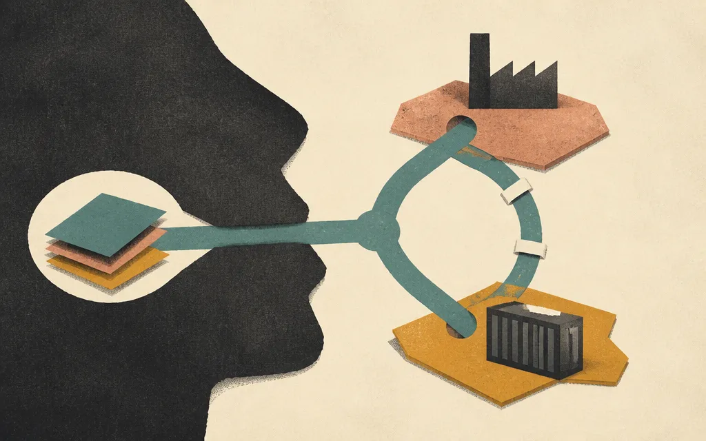Editorial illustration for “Universal Display’s Corporate Map Runs Through Merck and LG Display”