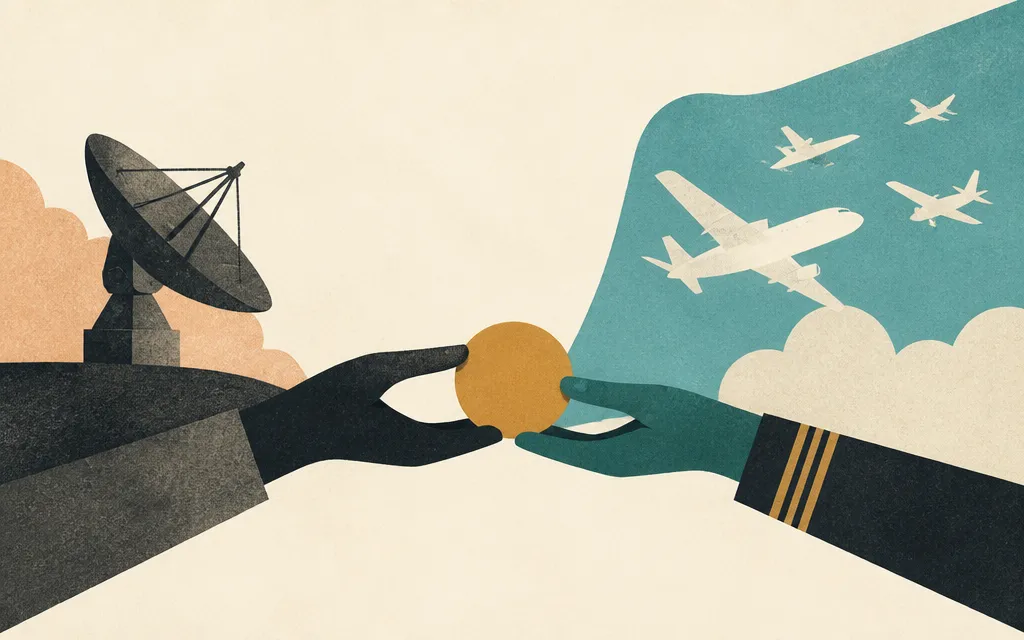 Editorial illustration for “ViaSat’s flat sales hide a handoff: services profit up as defense profit falls”