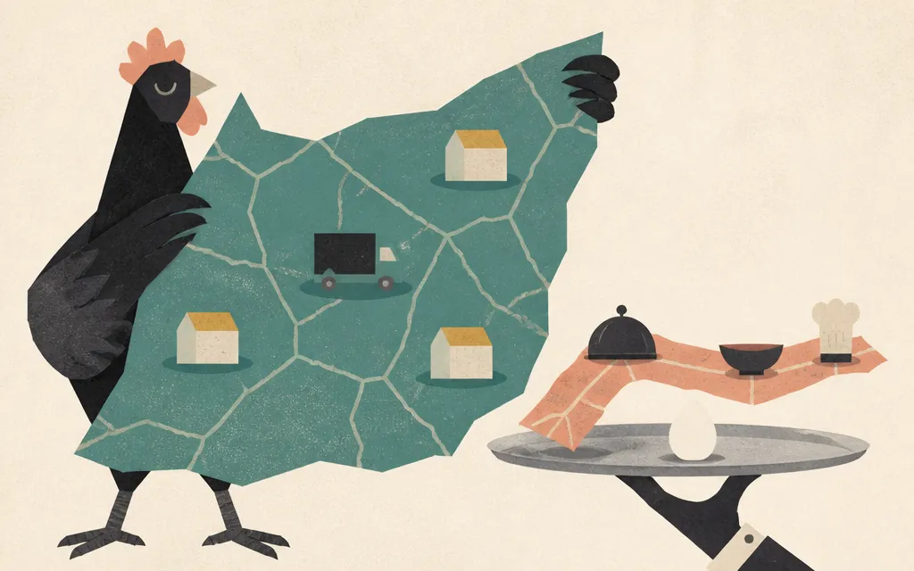 Editorial illustration for “Vital Farms’ Retail Map Is Bigger Than Its Foodservice Route”