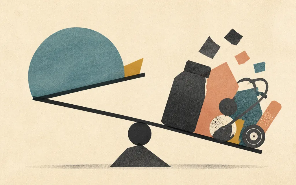 Editorial illustration for “Walmart's operating income jumped 29%. Net income still fell 9%”