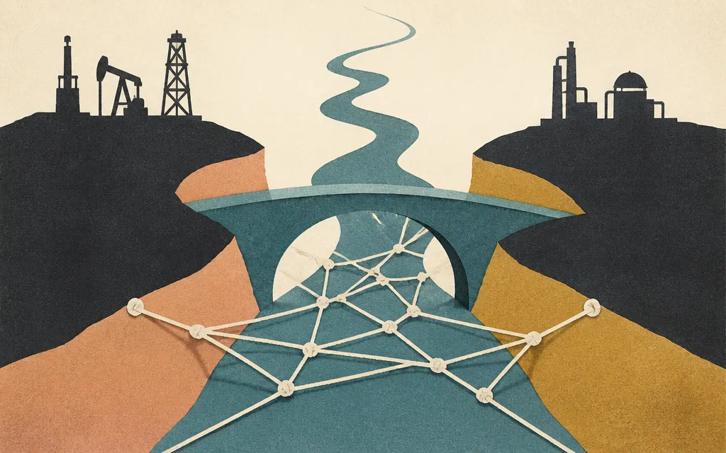 Editorial illustration for “WaterBridge’s disclosed web runs through Devon and LandBridge”
