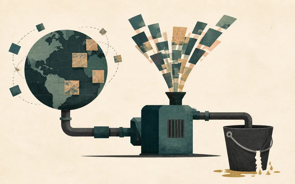 Editorial illustration for “Planet Labs grew revenue 58%. Its cash engine shrank as investment ramped”