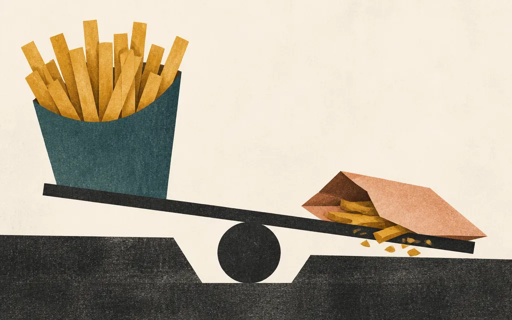Editorial illustration for “Lamb Weston’s sales held steady. Its margins did not.”